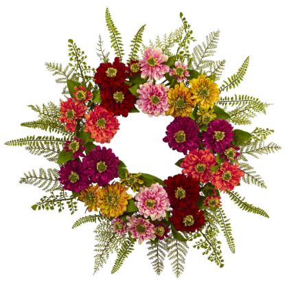 Picture of Nearly Natural Plastic Mixed Flower Wreath, 20in, Multicolor