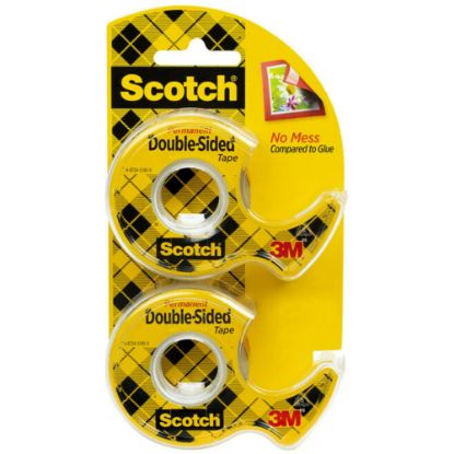 Picture of Scotch Double Sided Tape with Dispenser, Photo Safe, 1/2 in x 400 in, 2 Tape Rolls, Clear, Home Office and School Supplies