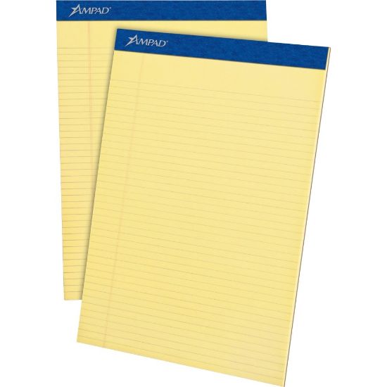 Picture of Ampad Perforated Ruled Pads, Letter Size, 50 Sheets, Ruled, Canary Yellow, Box Of 12