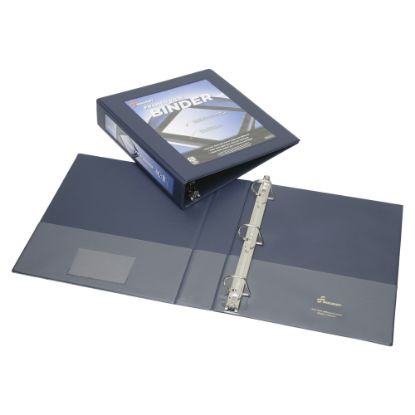 Picture of SKILCRAFT Frame View 3-Ring Binder, 1 1/2in D-Rings, 45% Recycled, Blue (AbilityOne 7510-01-462-1385)