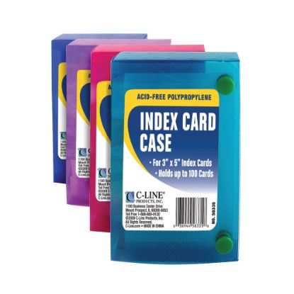 Picture of C-Line Index Card Cases, 100-Card Capacity, 3in x 5in, Assorted Colors, Pack Of 24