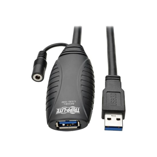 Picture of Tripp Lite USB 3.0 SuperSpeed Active Extension Repeater Cable (USB-A M/F) 15M (49.21 ft.) - Black