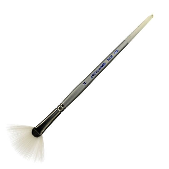 Picture of Silver Brush Silverwhite Series Short-Handle Paint Brush, Size 6, Fan Bristle, Synthetic Taklon Filament, Multicolor