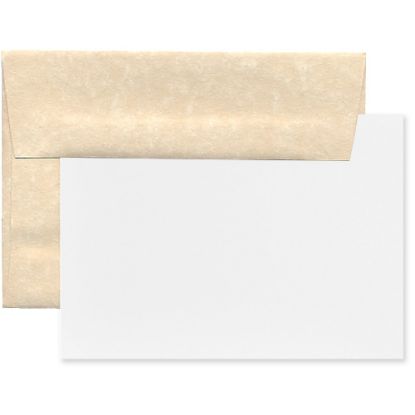 Picture of JAM Paper Stationery Set, 5 1/4in x 7 1/4in, 30% Recycled, Set Of 25 White Cards And 25 Natural Envelopes