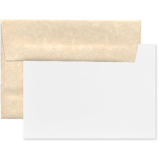 Picture of JAM Paper Stationery Set, 5 1/4in x 7 1/4in, 30% Recycled, Set Of 25 White Cards And 25 Natural Envelopes