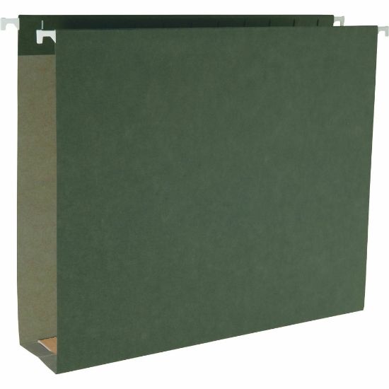 Picture of Business Source Hanging Box Bottom File Folders, Letter Size, 2in Expansion, 1/5 Tab Cut, Standard Green, Box Of 25 Folders