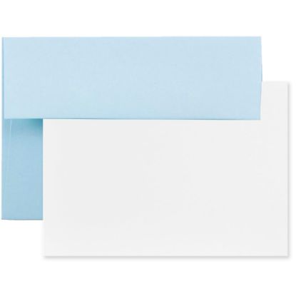 Picture of JAM Paper Stationery Set, 5 1/4in x 7 1/4in, Set Of 25 White Cards And 25 Baby Blue Envelopes