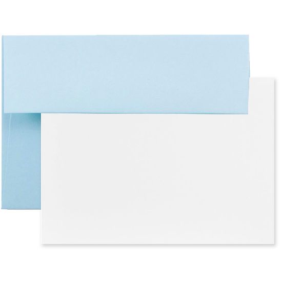 Picture of JAM Paper Stationery Set, 5 1/4in x 7 1/4in, Set Of 25 White Cards And 25 Baby Blue Envelopes