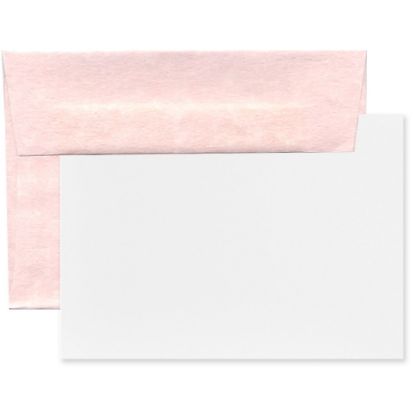 Picture of JAM Paper Stationery Set, 5 1/4in x 7 1/4in, 30% Recycled, Set Of 25 White Cards And 25 Pink Envelopes