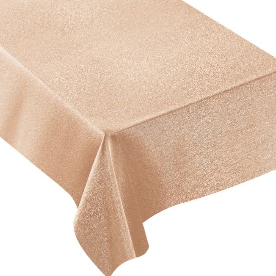 Picture of Amscan Metallic Fabric Table Cover, 60in x 84in, Rose Gold