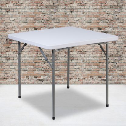 Picture of Flash Furniture Square Plastic Folding Table, 29inH x 33-3/4inW x 33-3/4inD, Granite White