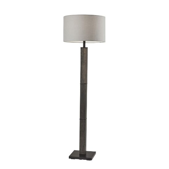 Picture of Adesso Kona Floor Lamp, 61-1/2inH, Light Gray Shade/Black Base