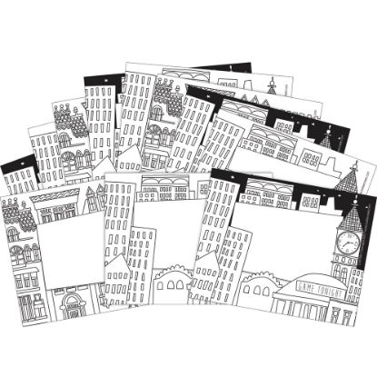 Picture of Barker Creek Name Badges/Self-Adhesive Labels, 3 1/2in x 2 3/4in, Color Me! Cityscape, Pack Of 45