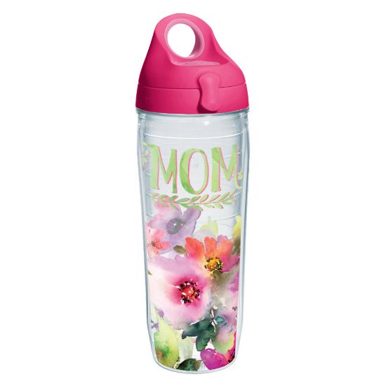 Picture of Tervis Mom Watercolor Floral Water Bottle With Lid, 24 Oz, Clear