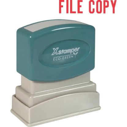 Picture of Xstamper One-Color Title Stamp, Pre-Inked, "File Copy", Red