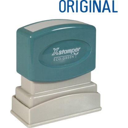 Picture of Xstamper One-Color Title Stamp, Pre-Inked, "Original", Blue