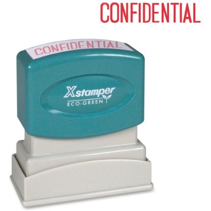 Picture of Xstamper One-Color Title Stamp, Pre-Inked, "Confidential", Red