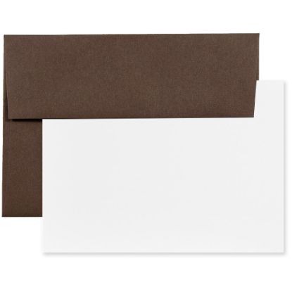 Picture of JAM Paper Stationery Set, 5 1/4in x 7 1/4in, 100% Recycled, Set Of 25 White Cards And 25 Chocolate Brown Envelopes