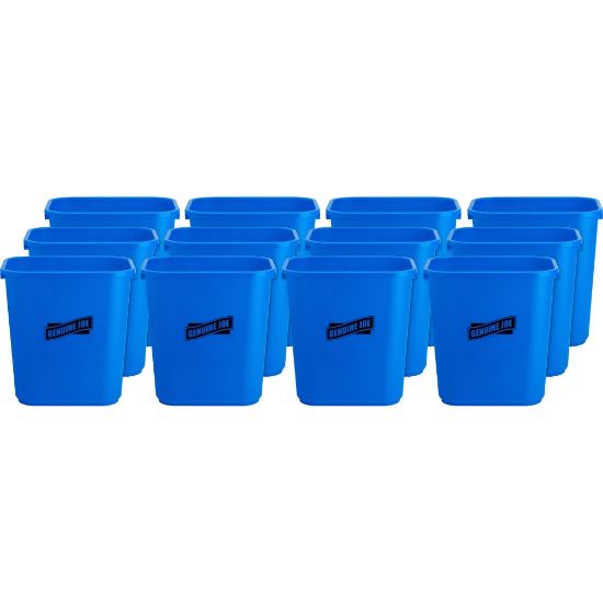 Picture of Genuine Joe 28-1/2 Quart Recycle Wastebasket - 7.13 gal Capacity - Rectangular - 15in Height x 14.5in Width x 10.5in Depth - Blue, White - 12 / Carton