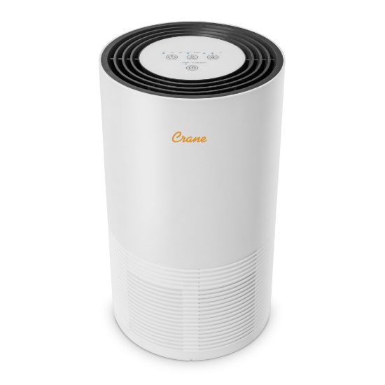 Picture of Crane True HEPA Air Purifier with Germicidal UV Light, 300 Sq Ft. Coverage, 9 1/2in x 9 1/2in x 15 1/3in, White