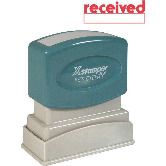 Picture of Xstamper One-Color Title Stamp, Pre-Inked, "Received", Red