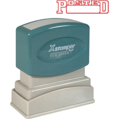 Picture of Xstamper One-Color Title Stamp, Pre-Inked, "Posted", Red, Box