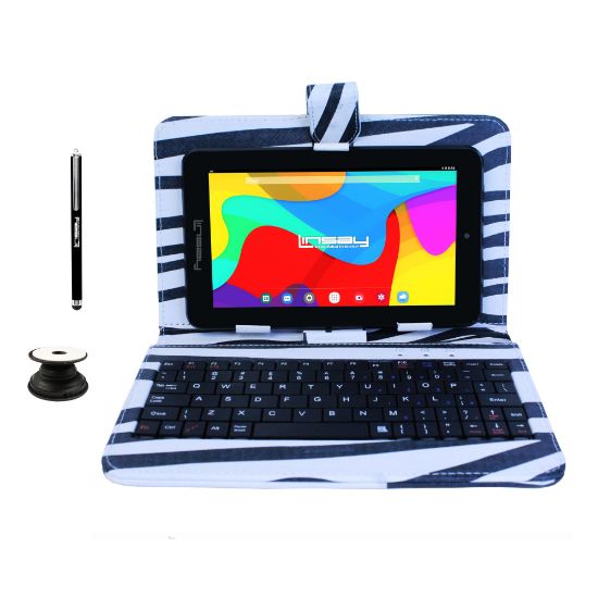 Picture of Linsay F7 Tablet, 7in Screen, 2GB Memory, 64GB Storage, Android 13, Zebra Keyboard