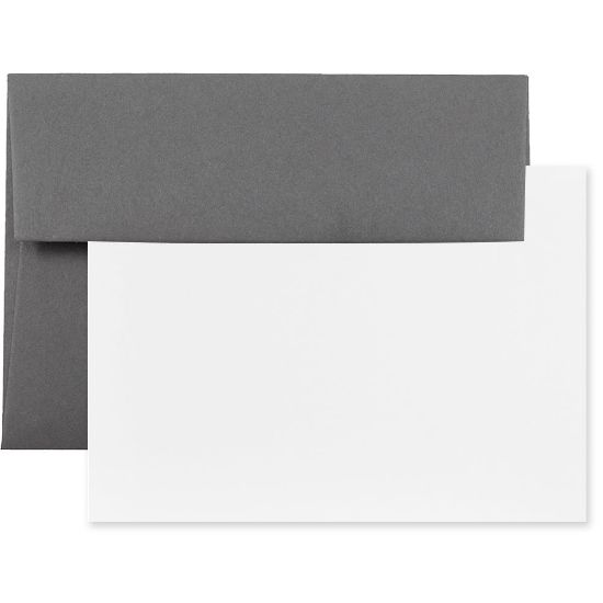 Picture of JAM Paper Stationery Set, 5 1/4in x 7 1/4in, Set Of 25 White Cards And 25 Dark Gray Envelopes