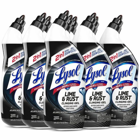 Picture of Lysol Lime/Rust Toilet Bowl Cleaner - 24 fl oz (0.8 quart) - Atlantic Fresh Scent - 9 / Carton - Blue