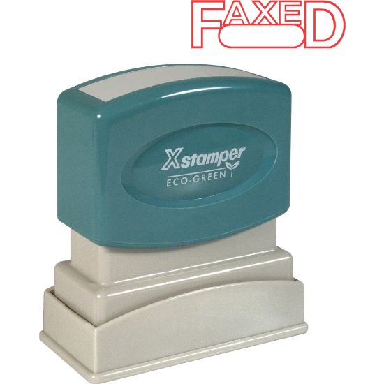 Picture of Xstamper One-Color Title Stamp, Pre-Inked, "Faxed", Red