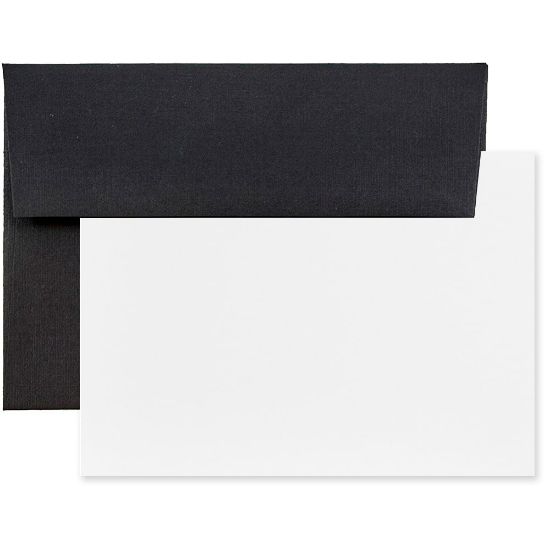 Picture of JAM Paper Stationery Set, 5 1/4in x 7 1/4in, 30% Recycled, Set Of 25 White Cards And 25 Black Envelopes