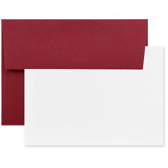 Picture of JAM Paper Stationery Set, 5 1/4in x 7 1/4in, Set Of 25 White Cards And 25 Dark Red Envelopes