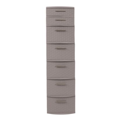 Picture of Inval 7-Drawer Tall Storage Cabinet, 47-1/4in x 12-1/2in, Taupe