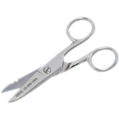 Picture of IDEAL Electricians Scissors w/Stripping Notch - 1.87in Cutting Length - 5in Overall Length - Carbon Steel Serrated Blade - 1 / Pack