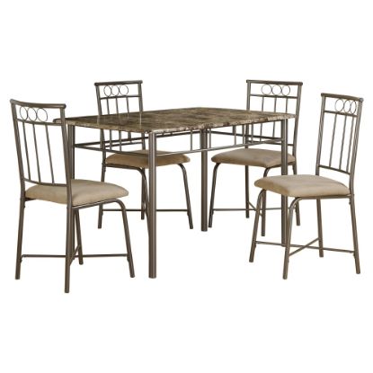 Picture of Monarch Specialties Adam Dining Table With 4 Chairs, Cappuccino/Bronze