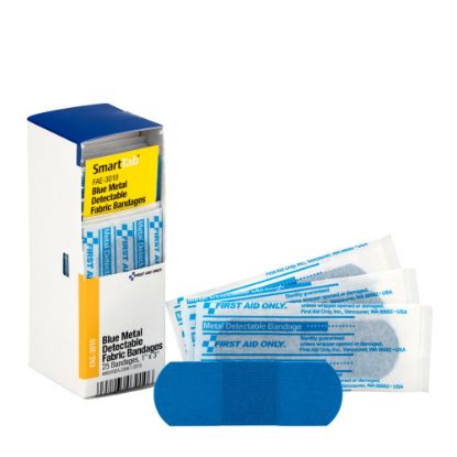 Picture of First Aid Only Metal-Detectable Bandages, 1in x 3in, Blue, Pack Of 25