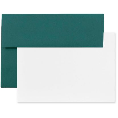 Picture of JAM Paper Stationery Set, 5 1/4in x 7 1/4in, Set Of 25 White Cards And 25 Teal Envelopes