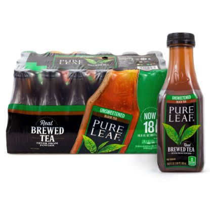 Picture of Lipton Pure Leaf Unsweetened Iced Black Tea, 16.9 Oz, Pack Of 18 Bottles