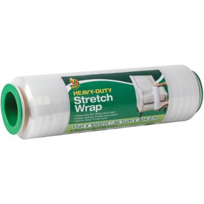 Picture of Duck Heavy-duty Stretch Wrap - 15in Width x 1000 ft Length - Heavy Duty, Handle, Self-stick, Residue-free, Non-adhesive - Plastic - Clear - 1Each