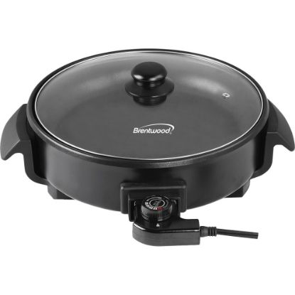 Picture of Brentwood SK-67BK 12-Inch Round Non-Stick Electric Skillet with Vented Glass Lid, Black - 12.50in Width x 15.25in Length - 450 deg.F (232.2 deg.C) - 1400 W