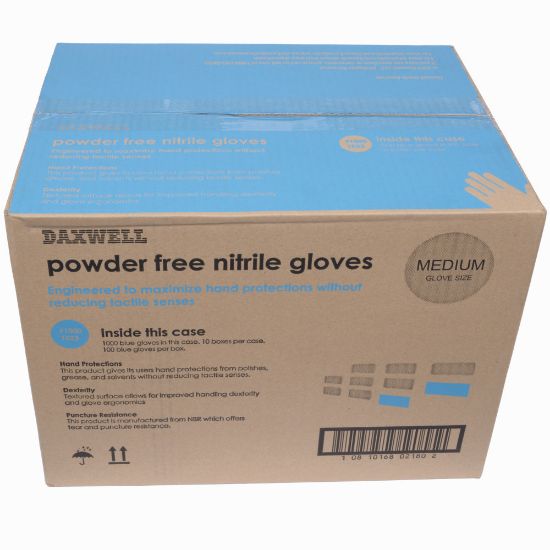 Picture of Daxwell Nitrile Gloves, Medium, 100 Pairs Per Box, Case Of 10 Boxes