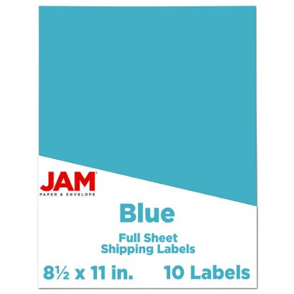 Picture of JAM Paper Full-Page Mailing And Shipping Labels, Rectangle, 8 1/2in x 11in, Blue, Pack Of 10