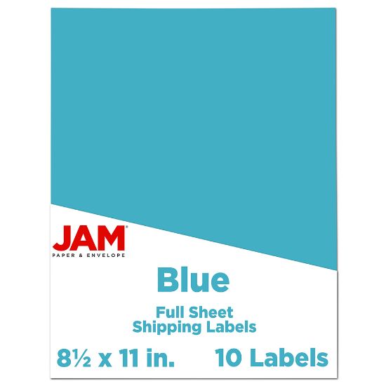 Picture of JAM Paper Full-Page Mailing And Shipping Labels, Rectangle, 8 1/2in x 11in, Blue, Pack Of 10