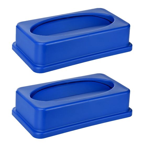 Picture of Alpine Slim Swinging Trash Can Lids, 20in x 12in, Blue, Pack Of 2 Lids