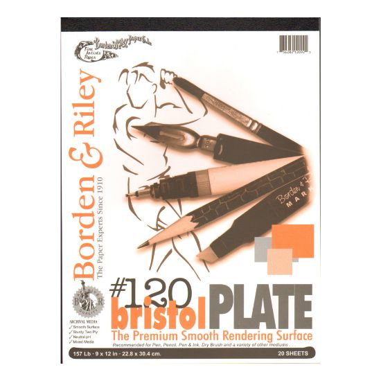 Picture of Borden & Riley #120 Bristol Pad, Plate Finish, 9in x 12in, 12 Sheets Per Pad