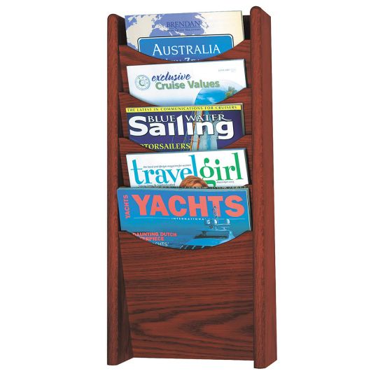 Picture of Safco 5-Pocket Wood Literature Display Rack, Mahogany