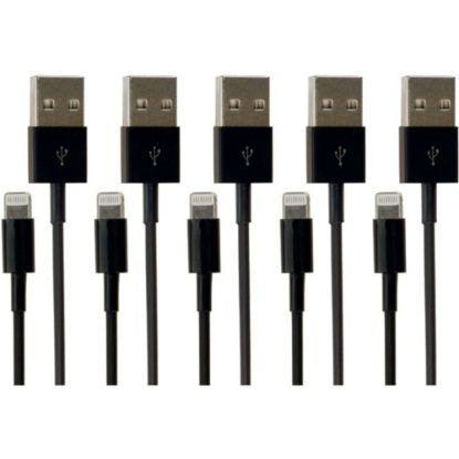 Picture of VisionTek Lightning to USB 1 Meter Cable Black 5-Pack (M/M) - 3.3 Ft USB lightning cable for iPhone, iPad Air, iPad Mini, iPod - Data and Power - Pack of 5 Cables