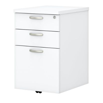 Picture of Bush Business Furniture Easy Office 20inD Vertical 3-Drawer Mobile File Cabinet, White, Delivery