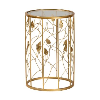 Picture of Baxton Studio Modern And Contemporary Leaf Accent Round End Table, 23-1/2in x 15in, Brushed Gold