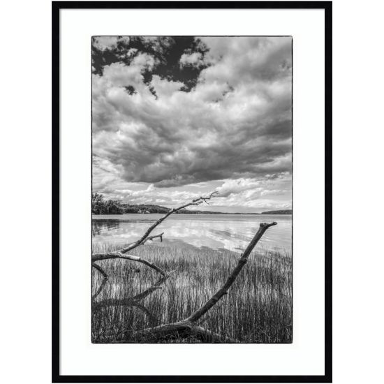 Picture of Amanti Art USA, New York, Saugerties, View Of The Hudson River by Walter Bibikow Wood Framed Wall Art Print, 30inW x 41inH, Black